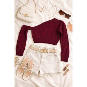 Shein Off Shoulder Crop Sweater